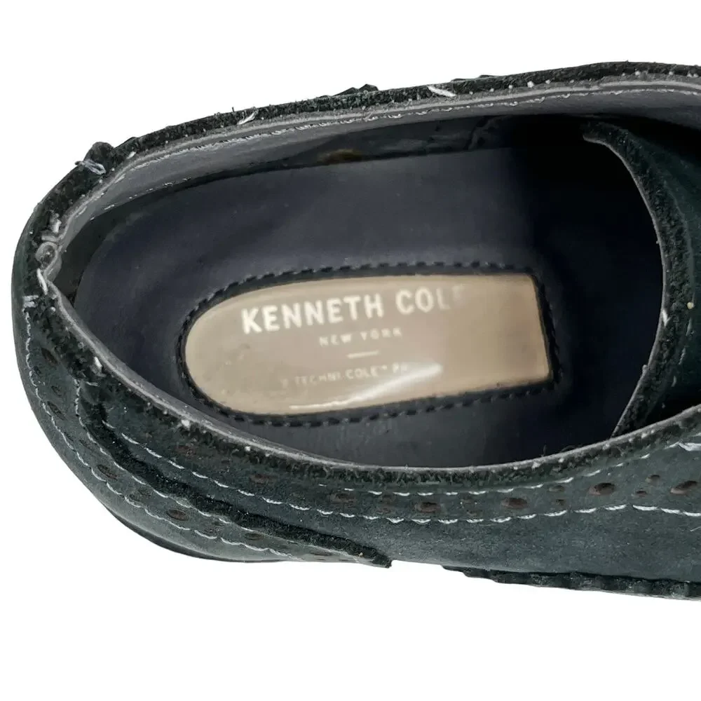 Kenneth Cole Wing Tip Oxfords Navy 9 Brogue Nubuck New5